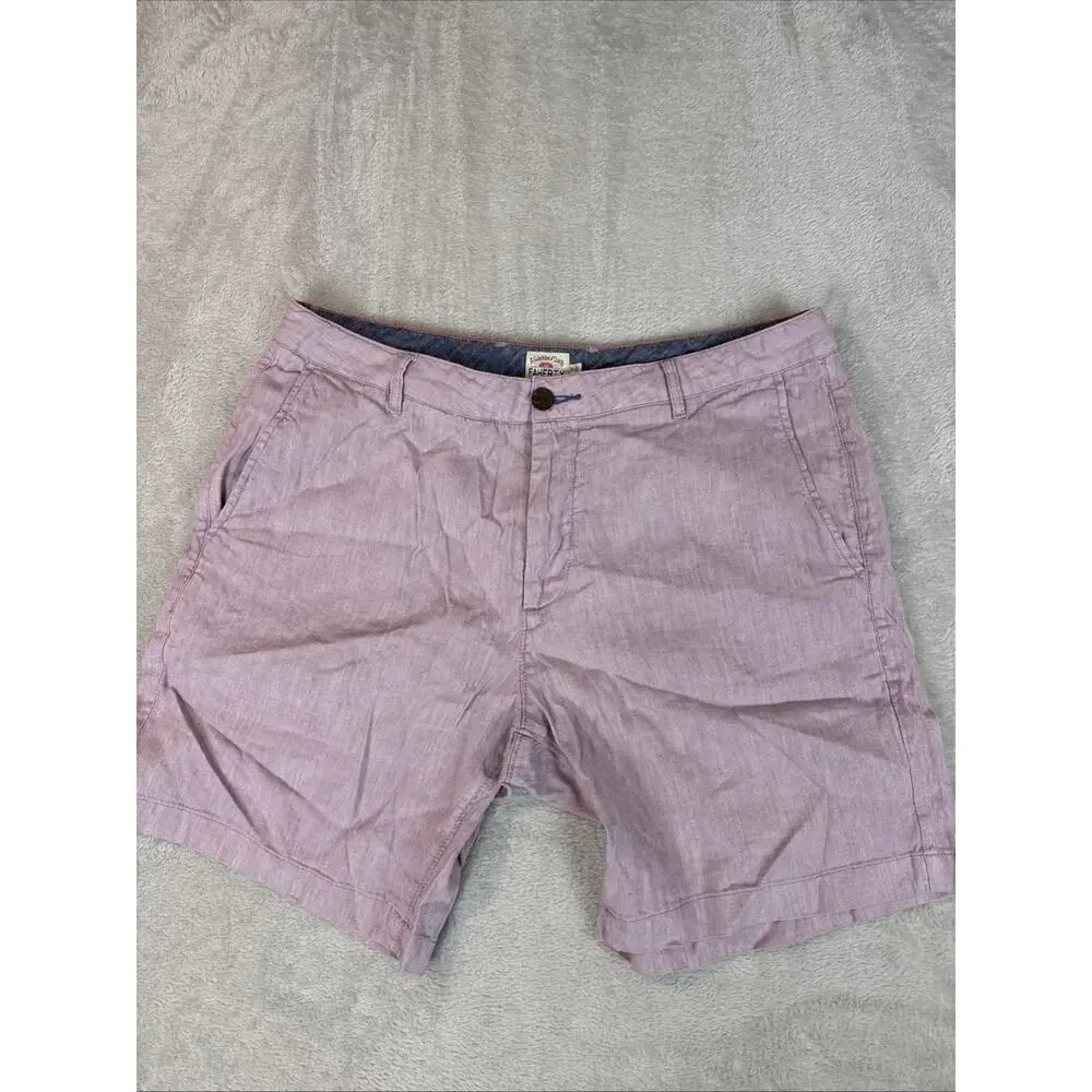 Faherty All Day Shorts Mens 34 Pink Preppy Coastal Chino Casual Flat Front